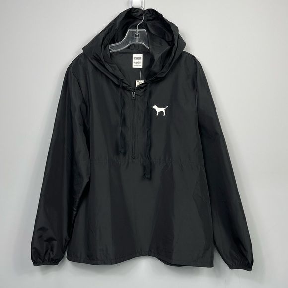 Pink Victoria's Secret Anorak Raincoat Pullover Windbreaker Rain Jacket Hoodie L - Picture 3 of 10